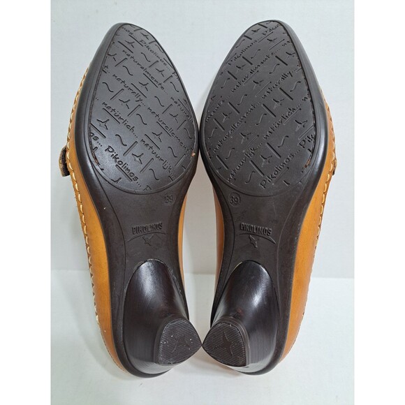 Pikolinos Women's 8.5-9 Slip On Low Heel Loafer Pumps Brown Leather Southwest - Picture 9 of 10
